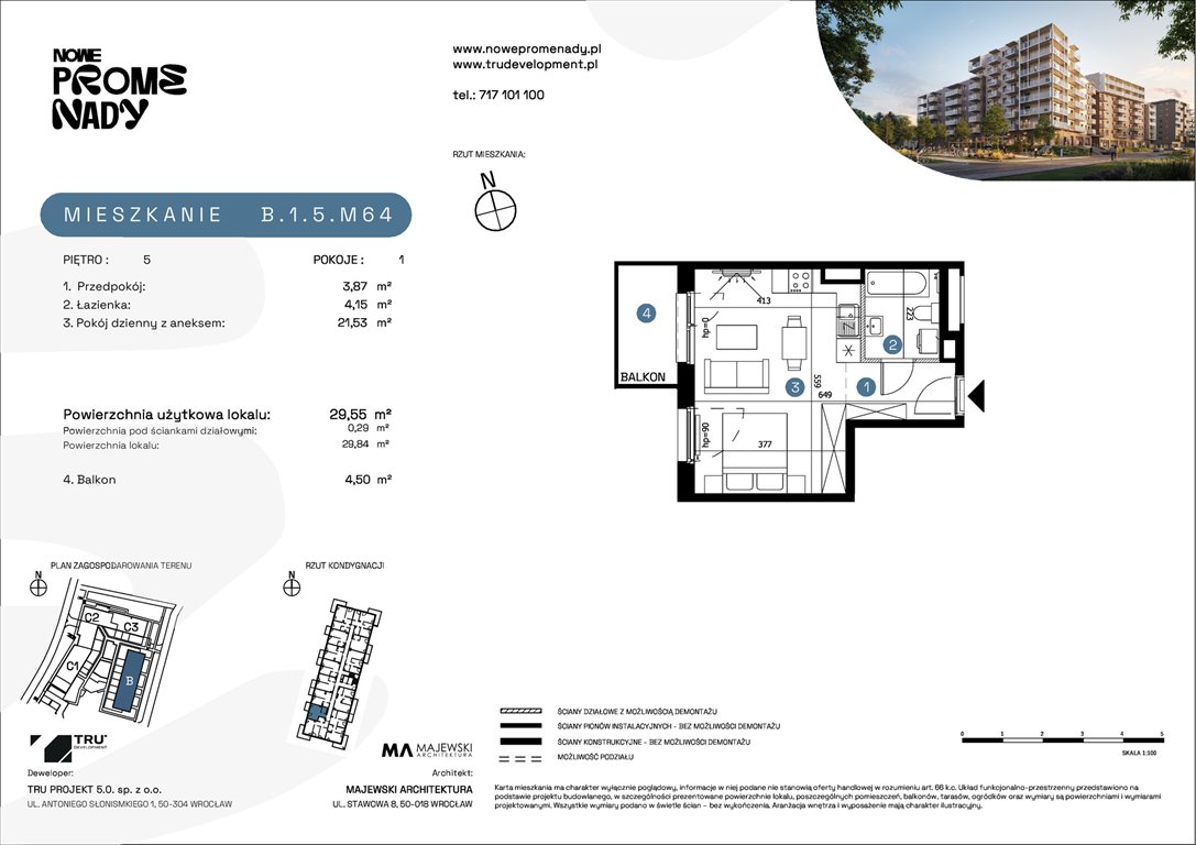 Nowa kawalerka Nowe Promenady Wrocław, Kleczków, ul. Czochralskiego/ Miłosza  30m2 Foto 1