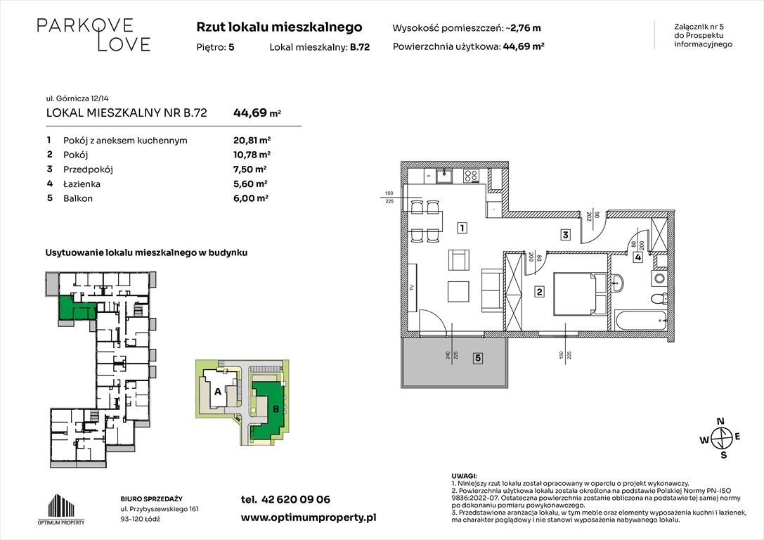 Nowe mieszkanie dwupokojowe PARKOVE LOVE Łódź, Bałuty-Doły, ul. Górnicza 12/14  45m2 Foto 1