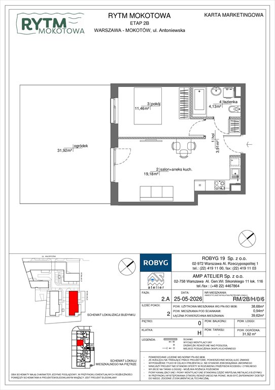 Nowe mieszkanie dwupokojowe Rytm Mokotowa Warszawa, Mokotów, Antoniewska 3B  39m2 Foto 1