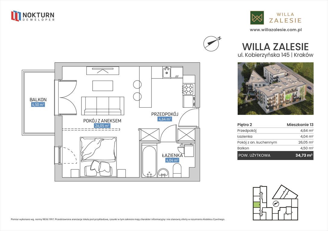 Nowe mieszkanie dwupokojowe Willa Zalesie Kraków, Ruczaj, Kobierzyńska 145  35m2 Foto 1