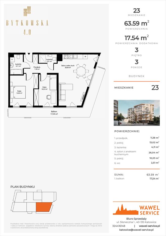 mieszkanie na sprzedaż 64m2 mieszkanie Katowice, Bytkowska