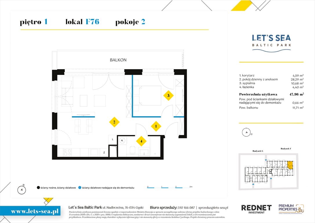 Nowe mieszkanie dwupokojowe Let's sea Baltic Park Gąski, Nadbrzeżna 52  48m2 Foto 1