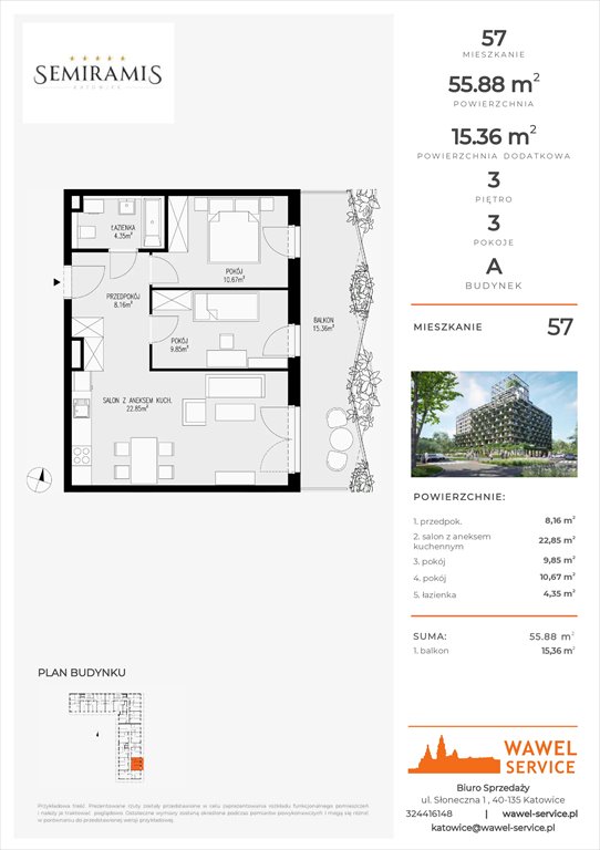 mieszkanie na sprzedaż 56m2 mieszkanie Katowice, Bogucice - Dąbrówka Mała, Wiertnicza 32
