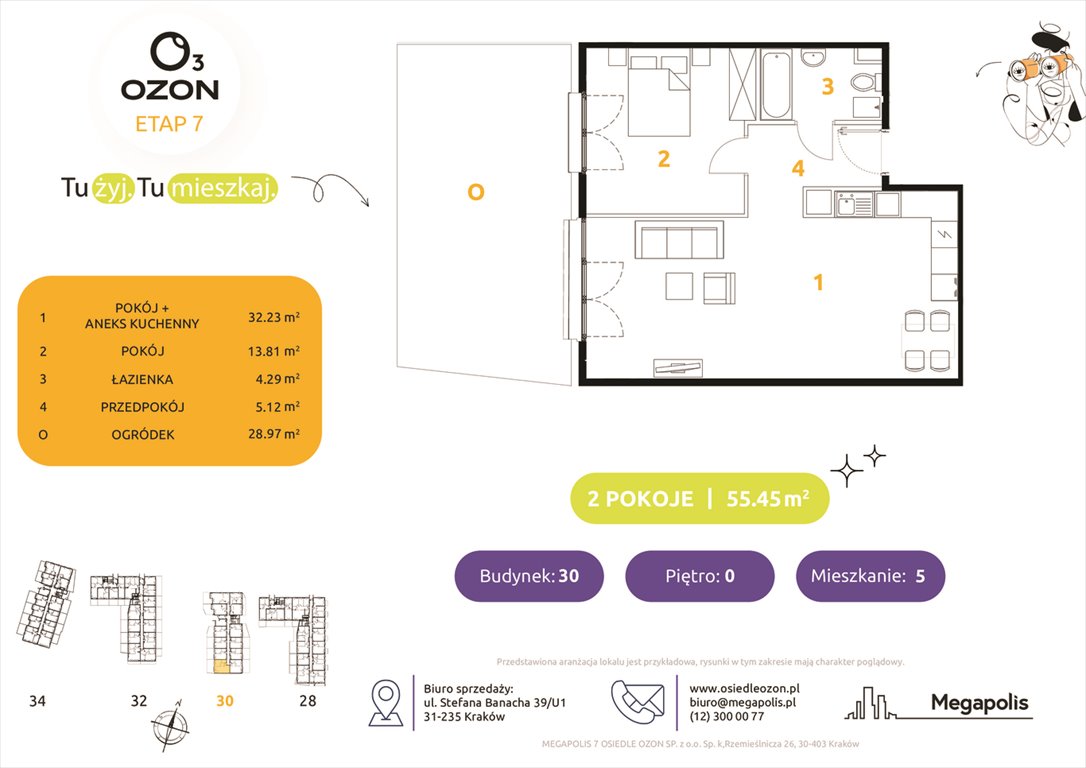 Nowe mieszkanie dwupokojowe Osiedle Ozon etap 7 Kraków, Prądnik Biały, Banacha 28-34  55m2 Foto 1