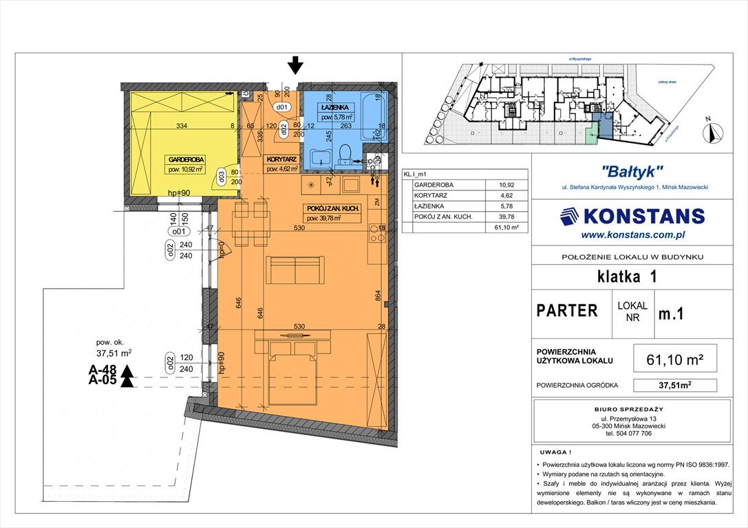 Nowa kawalerka Bałtyk Mińsk Mazowiecki, Wyszyńskiego 1  61m2 Foto 1