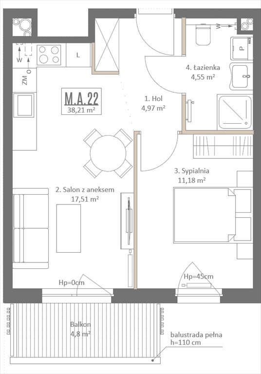 Nowe mieszkanie dwupokojowe Botanika Gdańsk, Osowa, Izydy  38m2 Foto 1