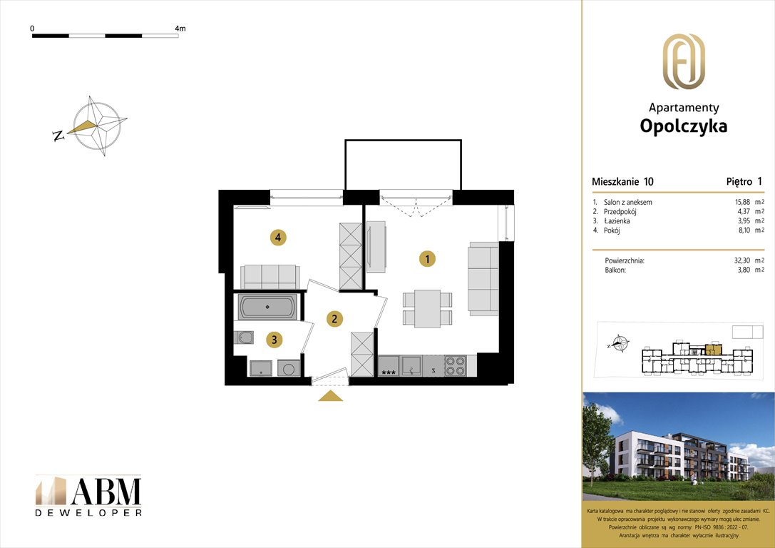 Nowe mieszkanie dwupokojowe APARTAMENTY OPOLCZYKA Łódź, Widzew, Opolczyka 16  32m2 Foto 1