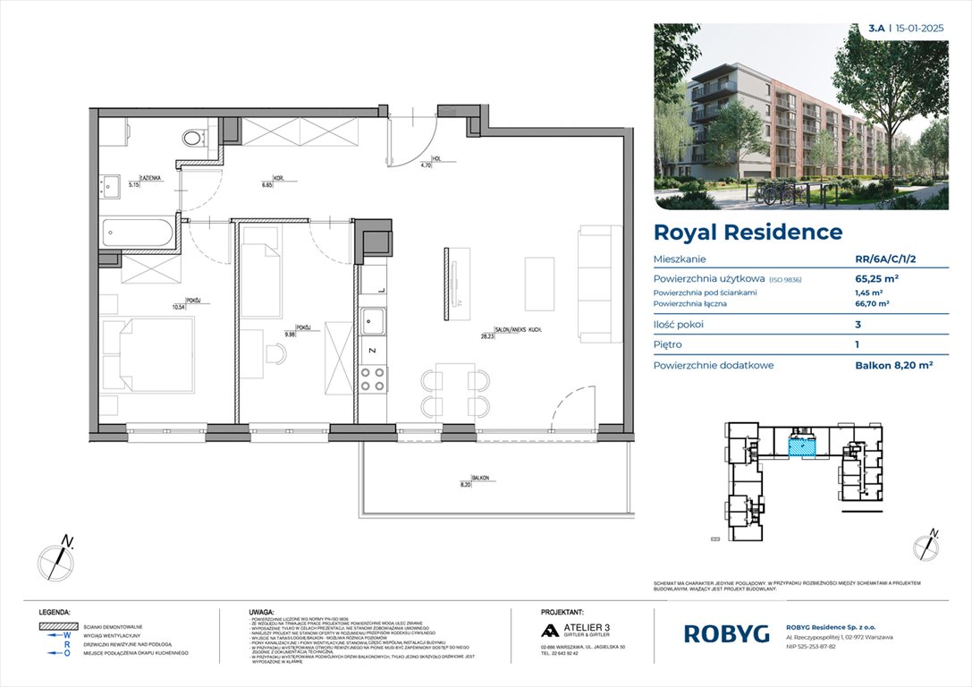 Nowe mieszkanie trzypokojowe Royal Residence Warszawa, Wilanów, Sarmacka  65m2 Foto 1