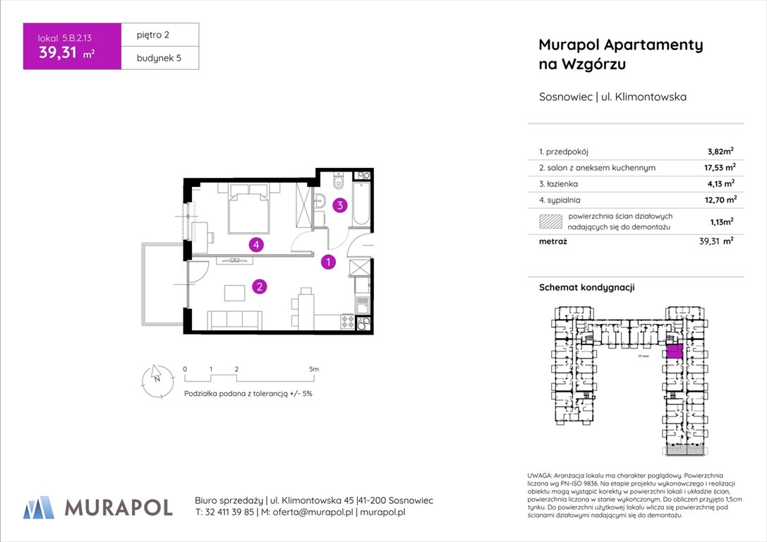 Nowe mieszkanie dwupokojowe Murapol Apartamenty na Wzgórzu Sosnowiec, ul. Klimontowska  39m2 Foto 1