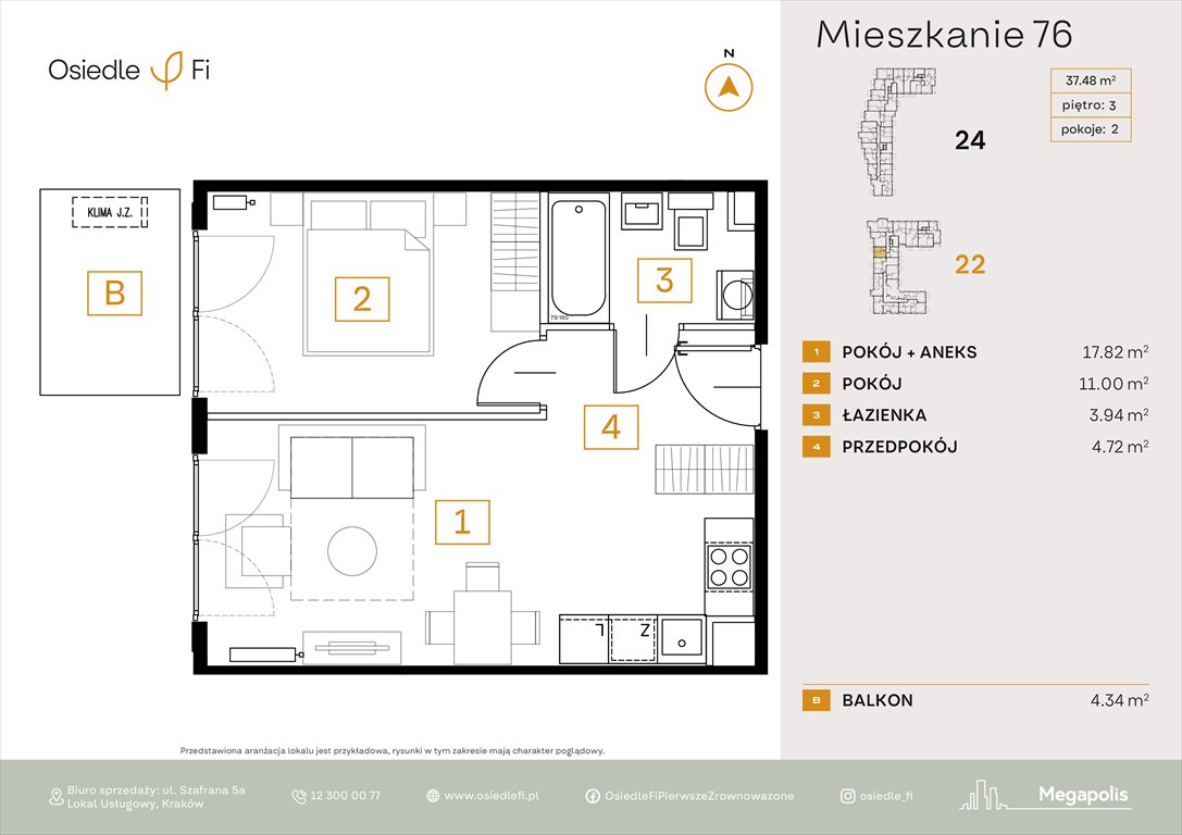 Nowe mieszkanie dwupokojowe Osiedle FI 3 Kraków, Rzemieślnicza 22-24  37m2 Foto 1