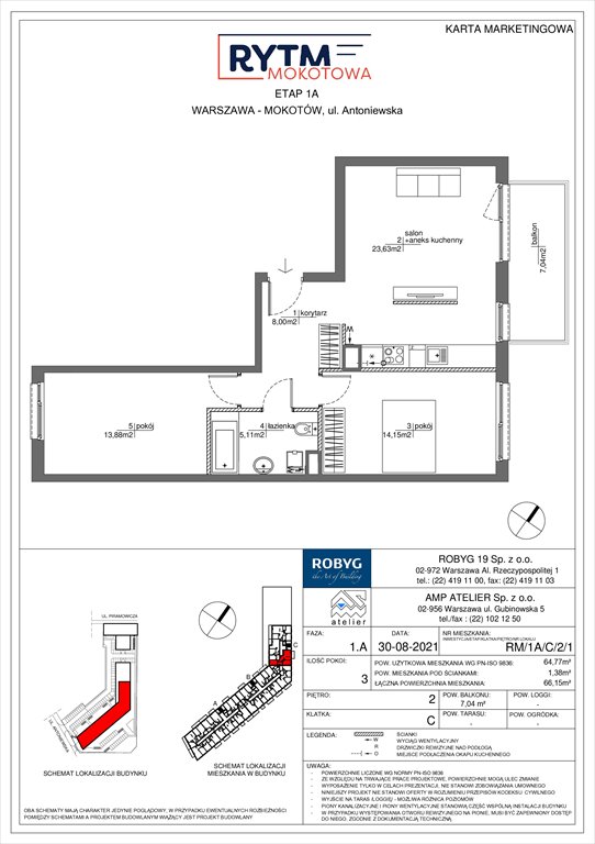 Nowe mieszkanie trzypokojowe Rytm Mokotowa Warszawa, Mokotów, Antoniewska  65m2 Foto 1