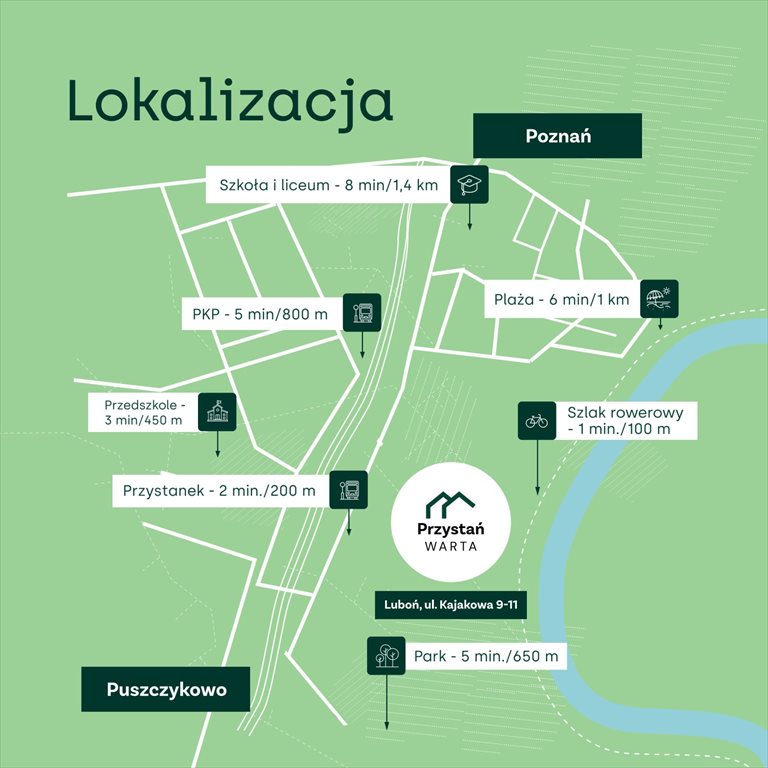 Nowe mieszkanie trzypokojowe Zielona Przystań nad Wartą Luboń, ul. Kajakowa 9 i 11  59m2 Foto 14