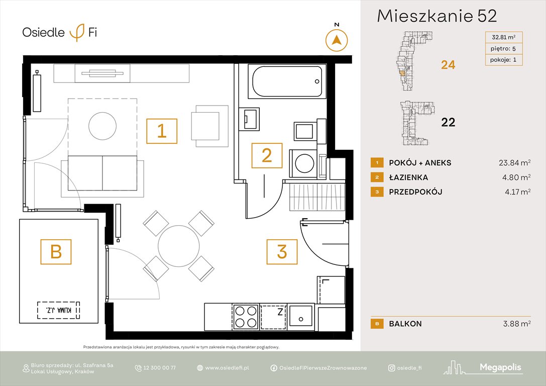 Nowe mieszkanie dwupokojowe Osiedle FI Kraków, Rzemieślnicza 22-24  33m2 Foto 1