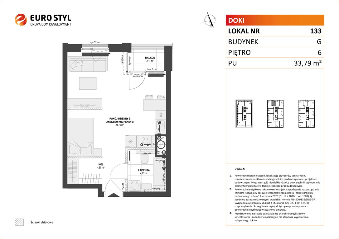 Nowa kawalerka DOKI LIVING Gdańsk, Śródmieście, ks. Jerzego Popiełuszki/Rybaki Górne  34m2 Foto 1