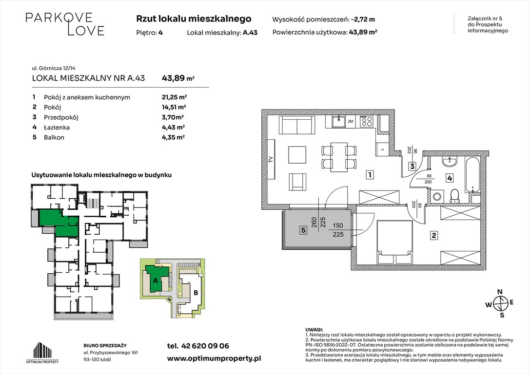 Nowe mieszkanie dwupokojowe PARKOVE LOVE Łódź, Bałuty-Doły, ul. Górnicza 12/14  44m2 Foto 1