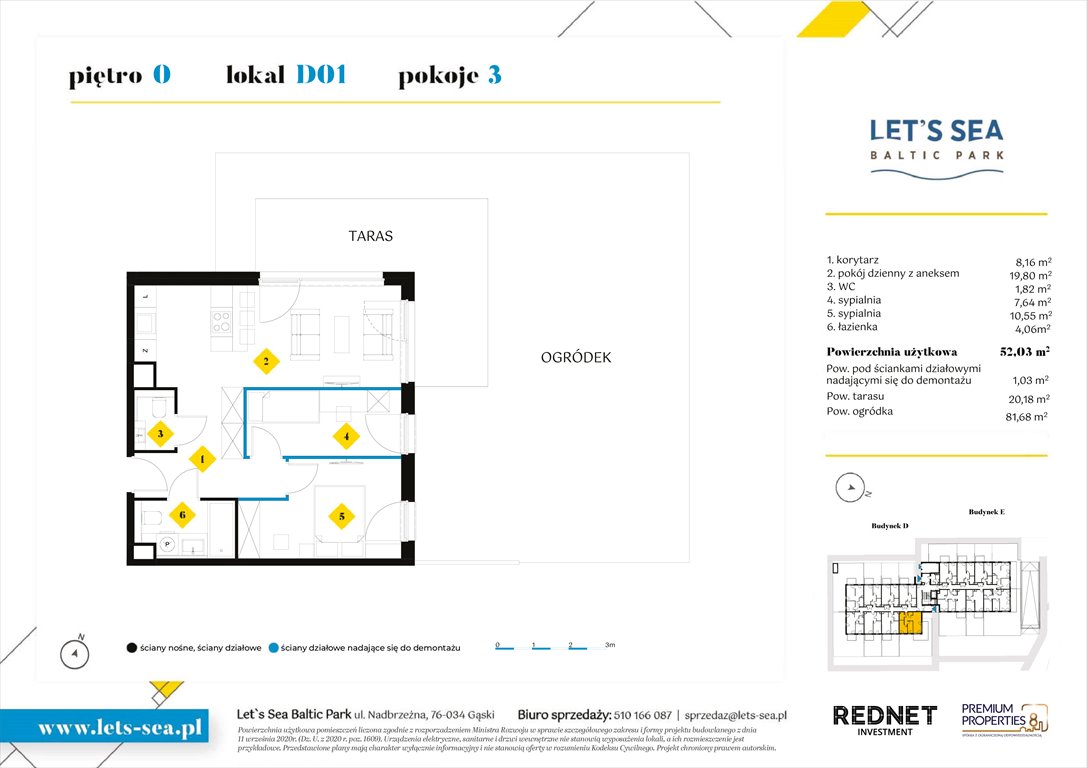 Nowe mieszkanie trzypokojowe Let's sea Baltic Park Gąski, Nadbrzeżna 52  52m2 Foto 1