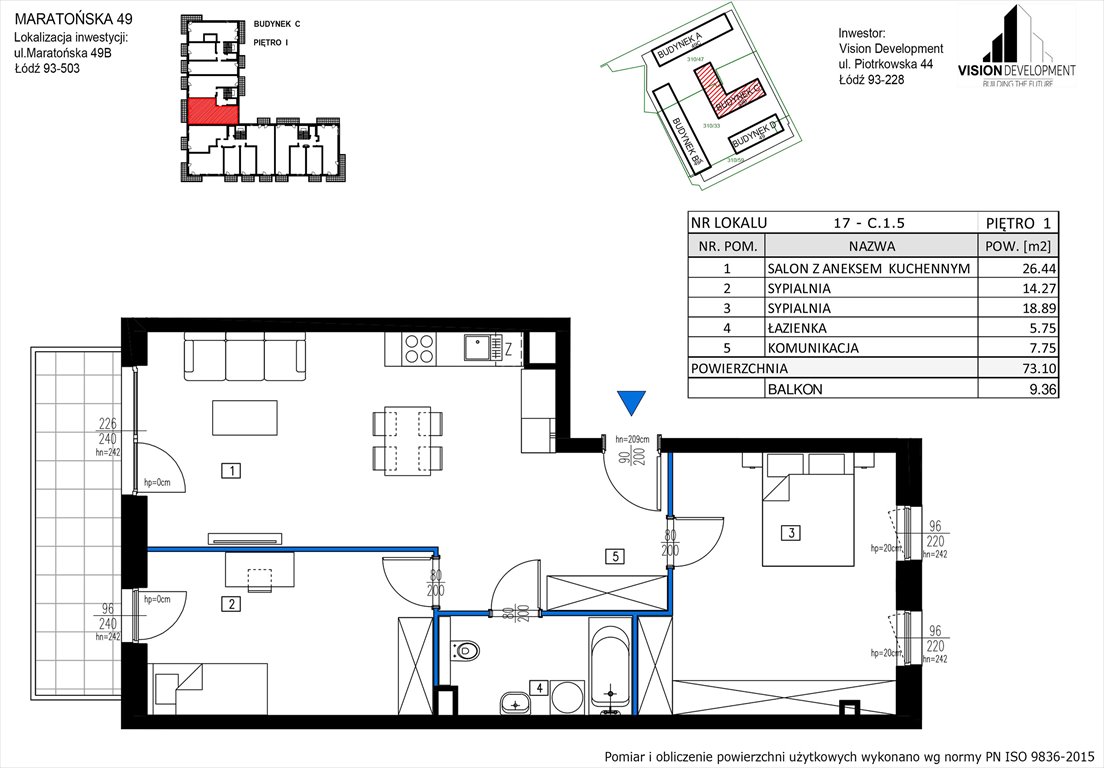 Nowe mieszkanie trzypokojowe Maratońska 49 Nowa Retkinia  Łódź, Retkinia, Maratońska 49C  73m2 Foto 1