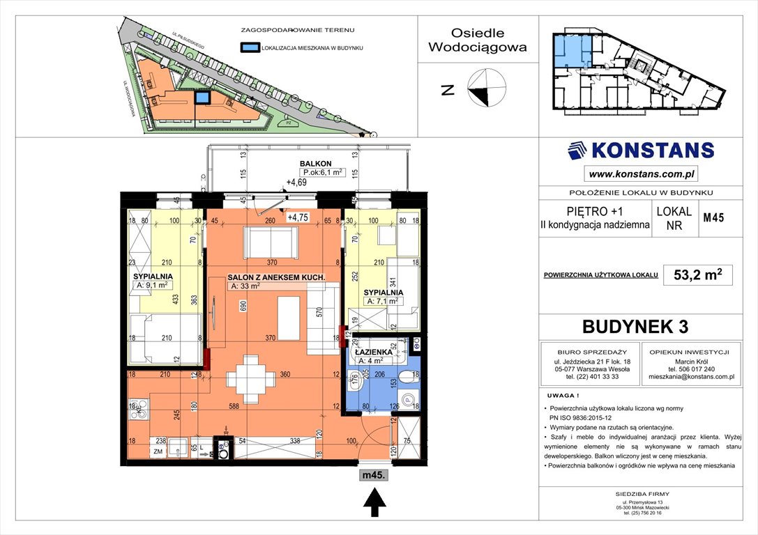 Nowe mieszkanie trzypokojowe WODOCIĄGOWA Etap VII Sulejówek, Wodociągowa 1, 1A, 1B  53m2 Foto 1