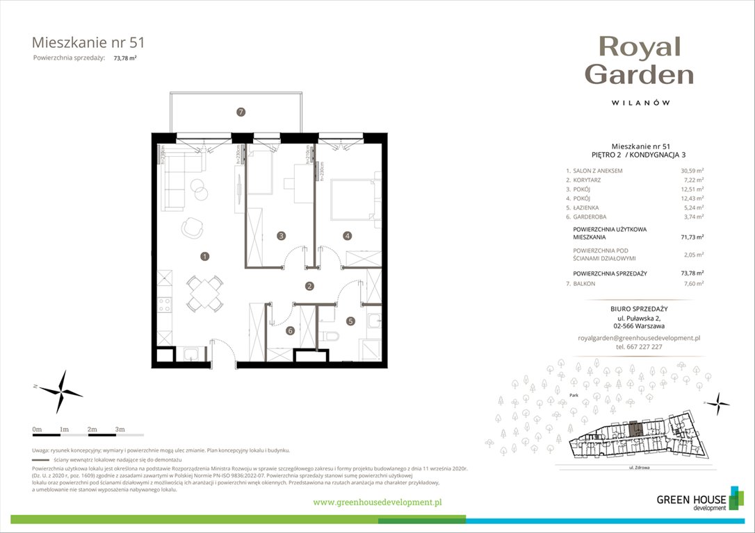 Nowe mieszkanie trzypokojowe Royal Garden Wilanów Warszawa, Wilanów, Zdrowa 2  72m2 Foto 1