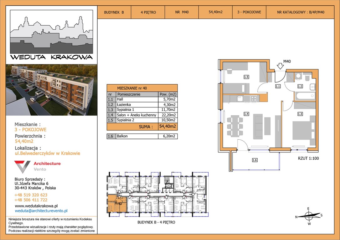 Nowe mieszkanie trzypokojowe Weduta Krakowa Budynek B Kraków, Krowodrza, Papierni Prądnickich 48  54m2 Foto 1