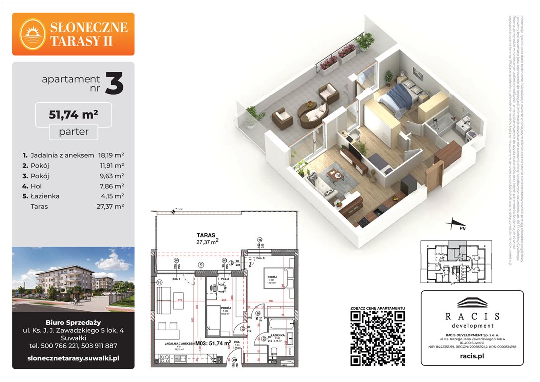 Nowe mieszkanie Słoneczne Tarasy II Suwałki, ul. Sportowa  52m2 Foto 1