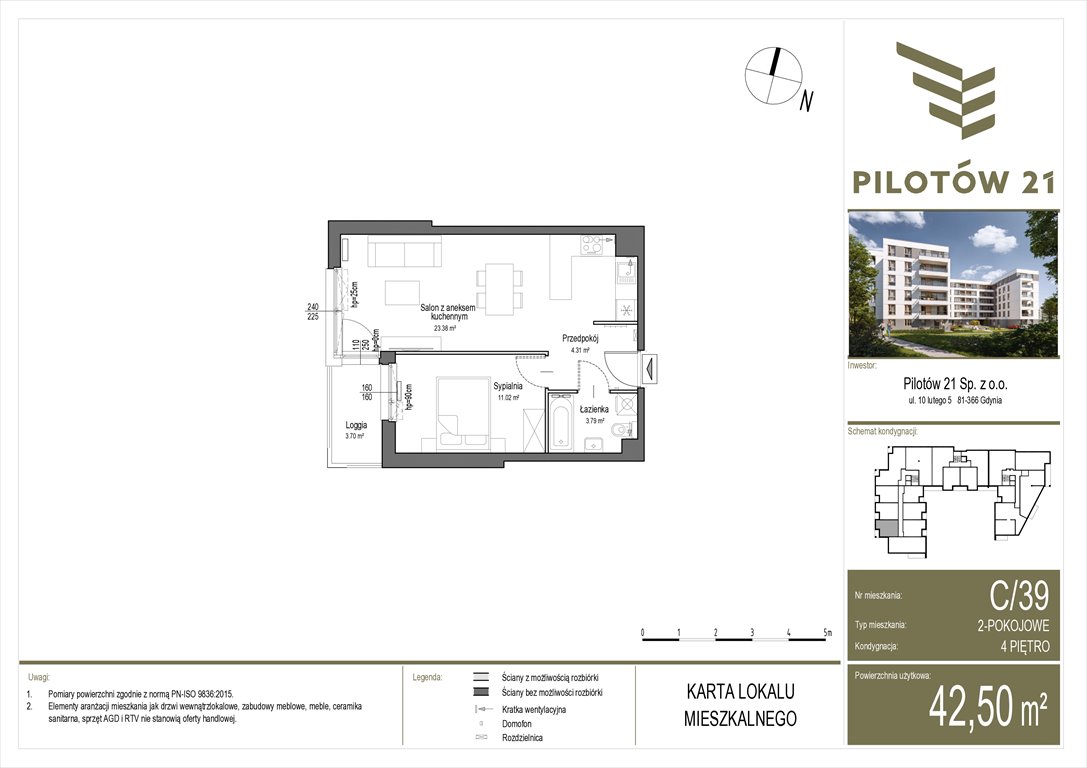 Nowe mieszkanie dwupokojowe Pilotow 21 Gdańsk, Zaspa, Pilotów 21  43m2 Foto 1