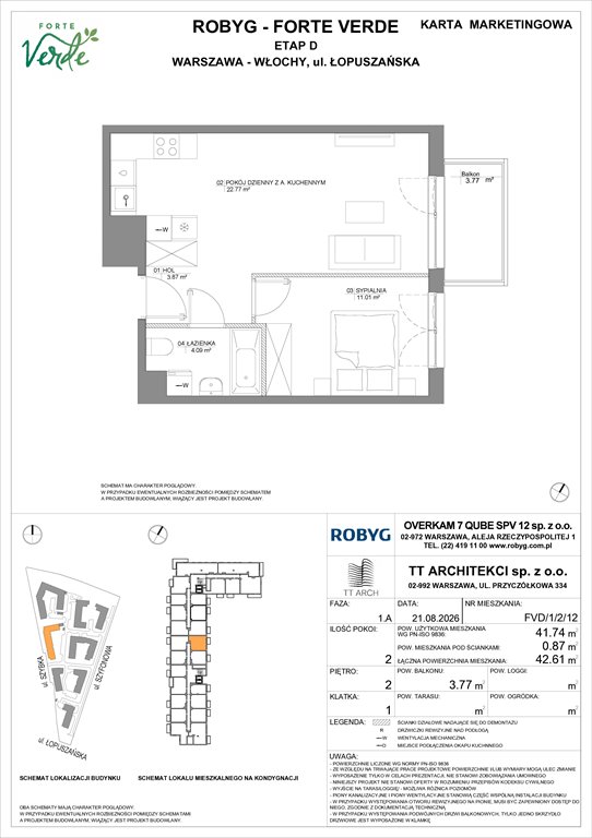 Nowe mieszkanie dwupokojowe Forte Verde Warszawa, Włochy, Łopuszańska 28  42m2 Foto 1