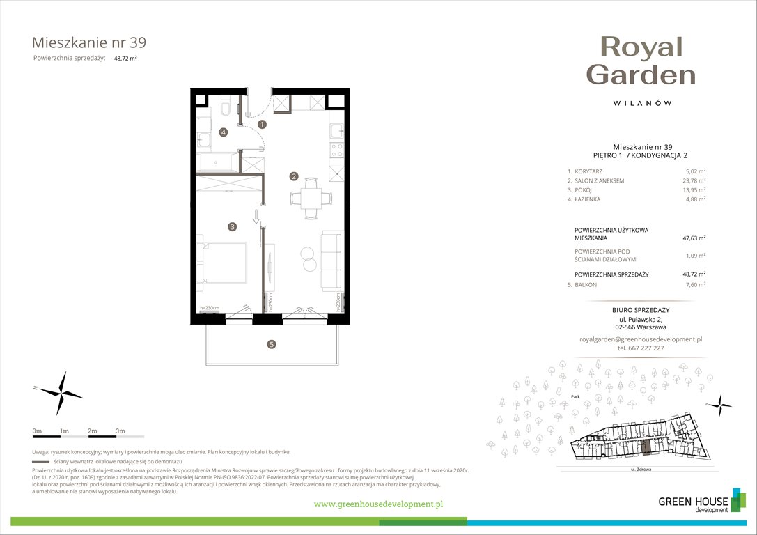 Nowe mieszkanie dwupokojowe Royal Garden Wilanów Warszawa, Wilanów, Zdrowa 2  48m2 Foto 1