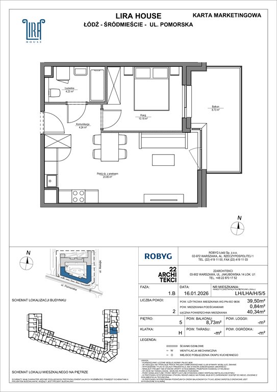 Nowe mieszkanie dwupokojowe Lira House Łódź, Pomorska 108  40m2 Foto 1