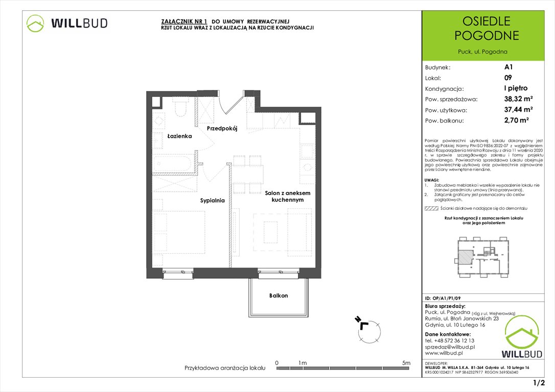 Nowe mieszkanie dwupokojowe Osiedle Pogodne w Pucku Puck, Pogodna  37m2 Foto 1