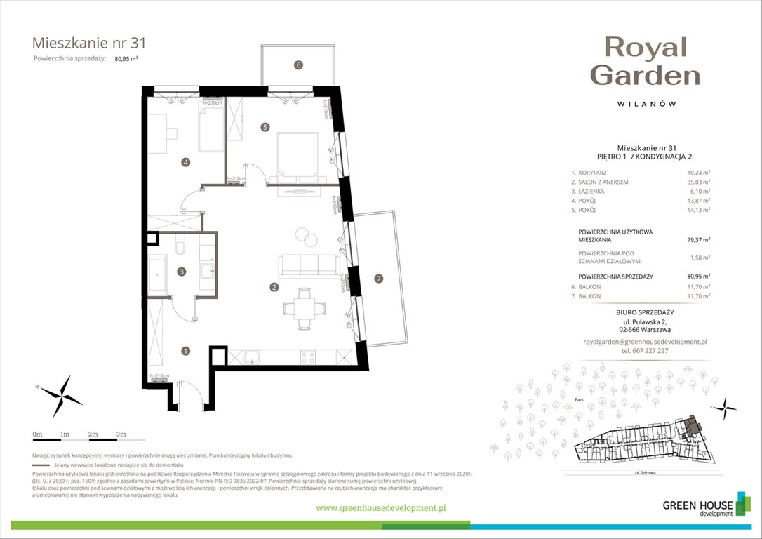 Nowe mieszkanie trzypokojowe Royal Garden Wilanów Warszawa, Wilanów, Zdrowa 2  79m2 Foto 1