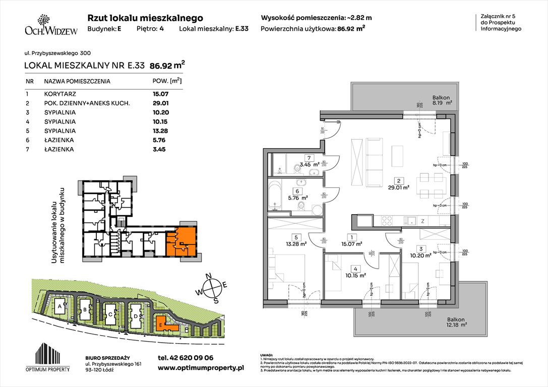 Nowe mieszkanie czteropokojowe  OchWidzew Łódź, Widzew, Przybyszewskiego 292-300  87m2 Foto 1