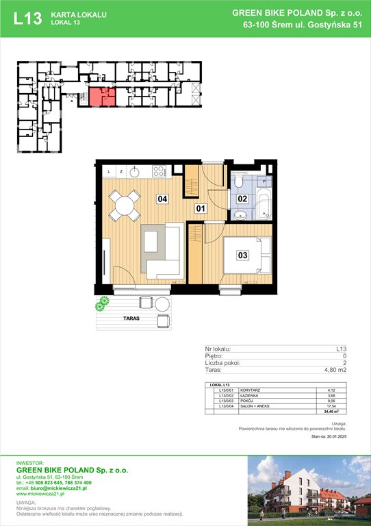 Nowe mieszkanie dwupokojowe Mickiewicza 21 Residence  Śrem, Mickiewicza 21C  34m2 Foto 1