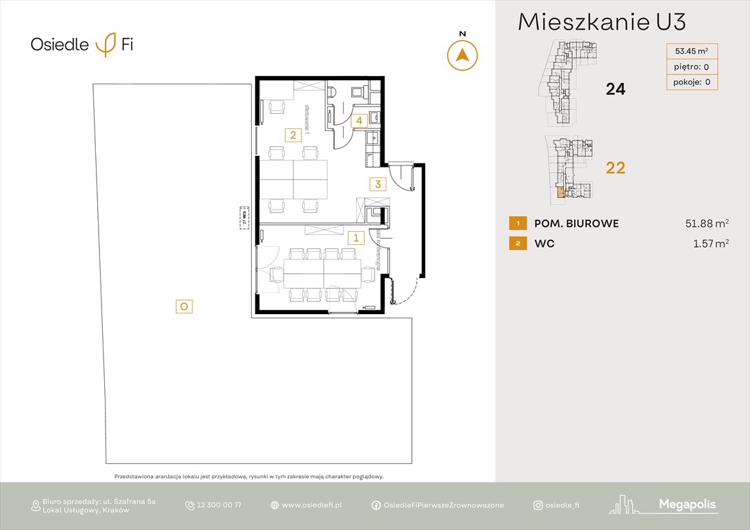Nowy lokal użytkowy Osiedle FI 3 Kraków, Rzemieślnicza 22-24  53m2 Foto 1