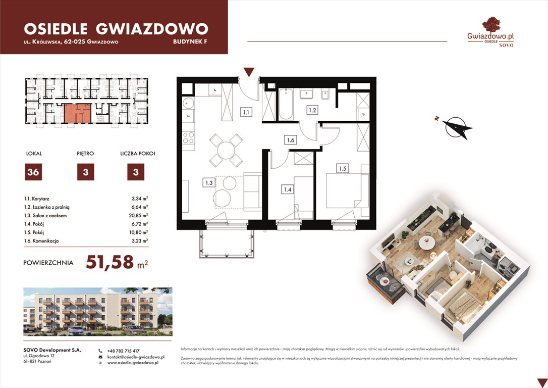 Nowe mieszkanie trzypokojowe Osiedle Gwiazdowo Gwiazdowo, Mikołaja Kopernika 4  52m2 Foto 1