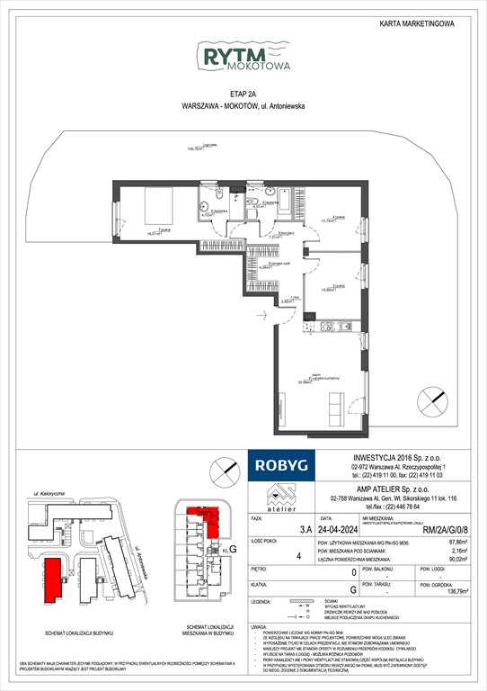 Nowe mieszkanie czteropokojowe  Rytm Mokotowa Warszawa, Mokotów, Antoniewska  88m2 Foto 1