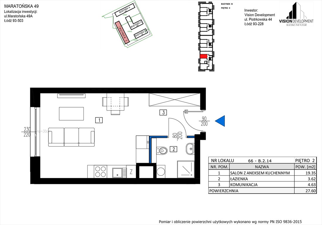 Nowa kawalerka Maratońska 49 Nowa Retkinia  Łódź, Retkinia, Maratońska 49C  28m2 Foto 1