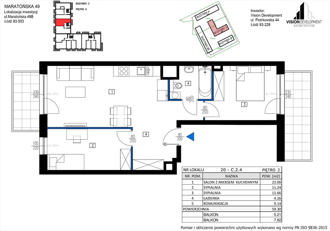 Nowe mieszkanie trzypokojowe Maratońska 49 Nowa Retkinia  Łódź, Retkinia, Maratońska 49C  59m2 Foto 1