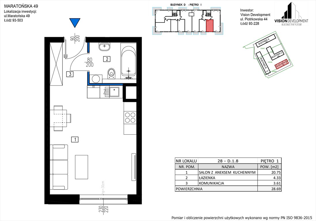 mieszkanie na sprzedaż 29m2 mieszkanie Łódź, Retkinia, Maratońska 49C