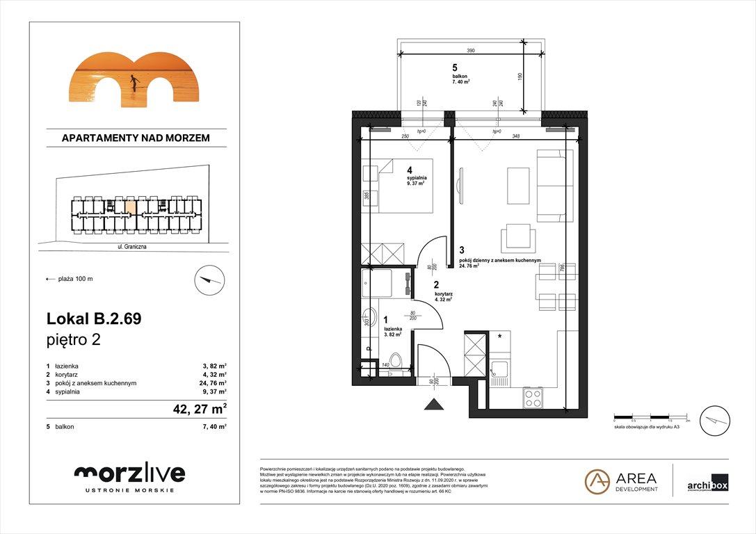 Nowe mieszkanie dwupokojowe MORZLIVE Ustronie Morskie, Graniczna 4  42m2 Foto 1