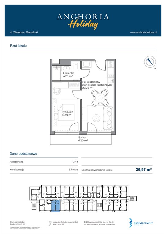 Nowe mieszkanie dwupokojowe Anchoria Holiday Mechelinki, Wielopole 36-38  37m2 Foto 1