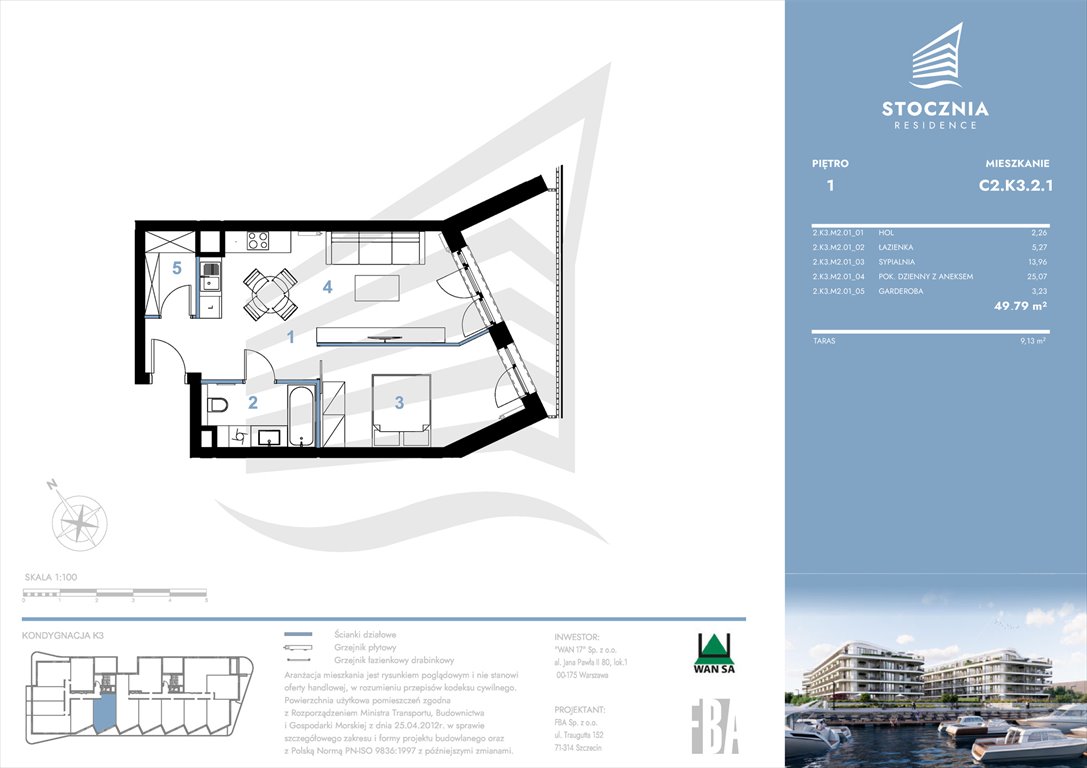 Nowe mieszkanie dwupokojowe Stocznia Residence Radziwie, ul. Popłacińska 42  50m2 Foto 1