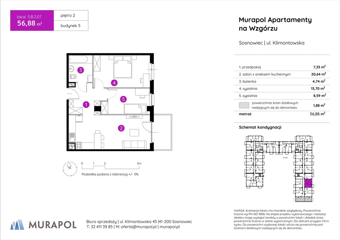 Nowe mieszkanie trzypokojowe Murapol Apartamenty na Wzgórzu Sosnowiec, ul. Klimontowska  57m2 Foto 1