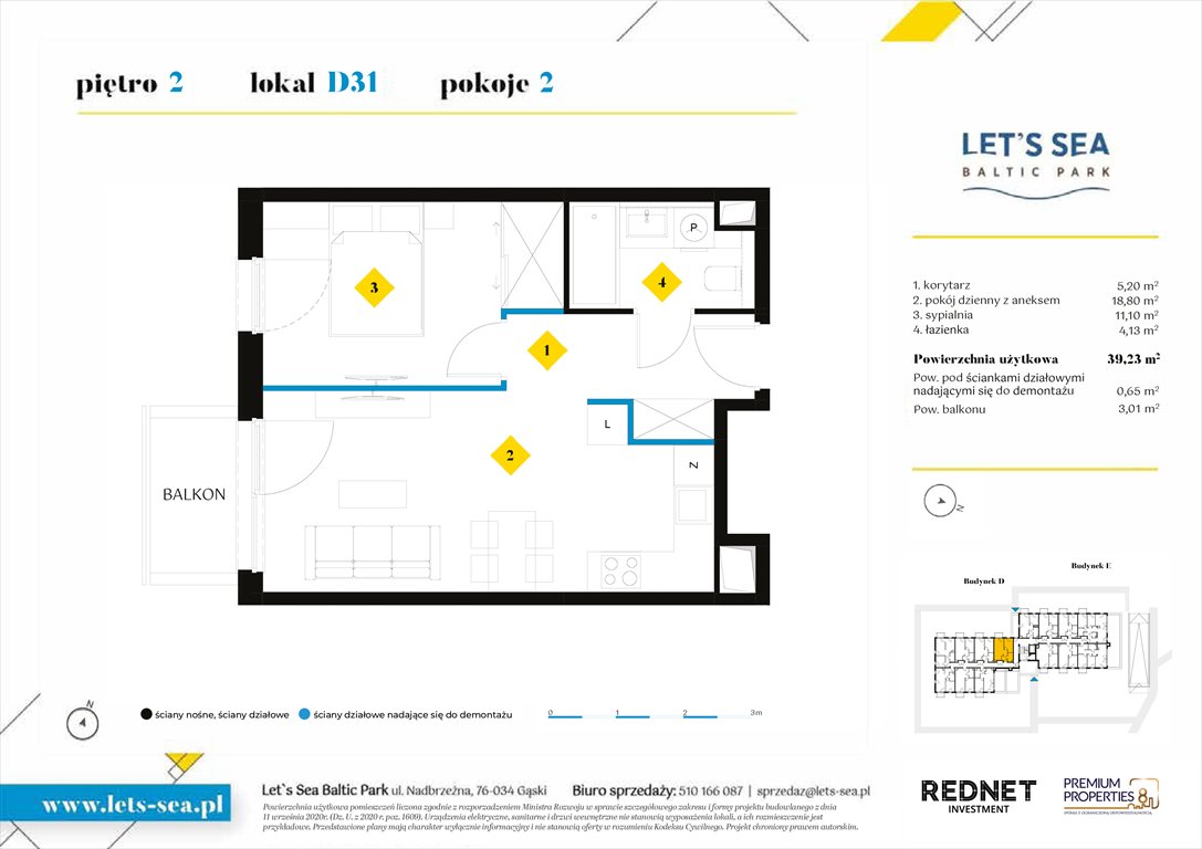 Nowe mieszkanie dwupokojowe Let's sea Baltic Park Gąski, Nadbrzeżna 52  39m2 Foto 1