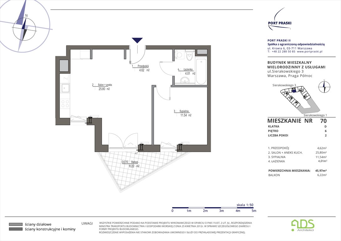 Nowe mieszkanie dwupokojowe Sierakowskiego 1 i 3 Warszawa, Praga Północ, Sierakowskiego 1-3  46m2 Foto 1