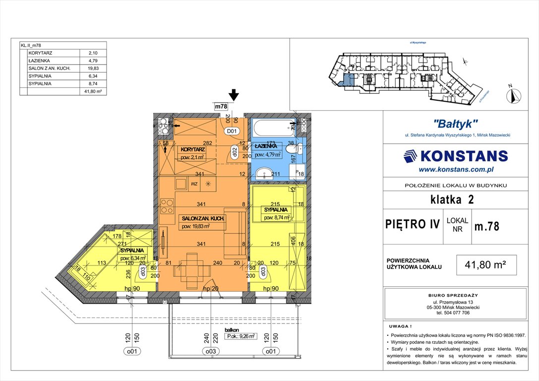 Nowe mieszkanie trzypokojowe Bałtyk Mińsk Mazowiecki, Wyszyńskiego 1  42m2 Foto 1
