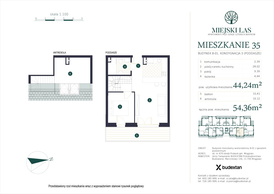 Nowe mieszkanie dwupokojowe MIEJSKI LAS APARTAMENTY PRZY GÓRZE CZTERECH WIATRÓW Marcinkowo, Marcinkowo 156  44m2 Foto 1