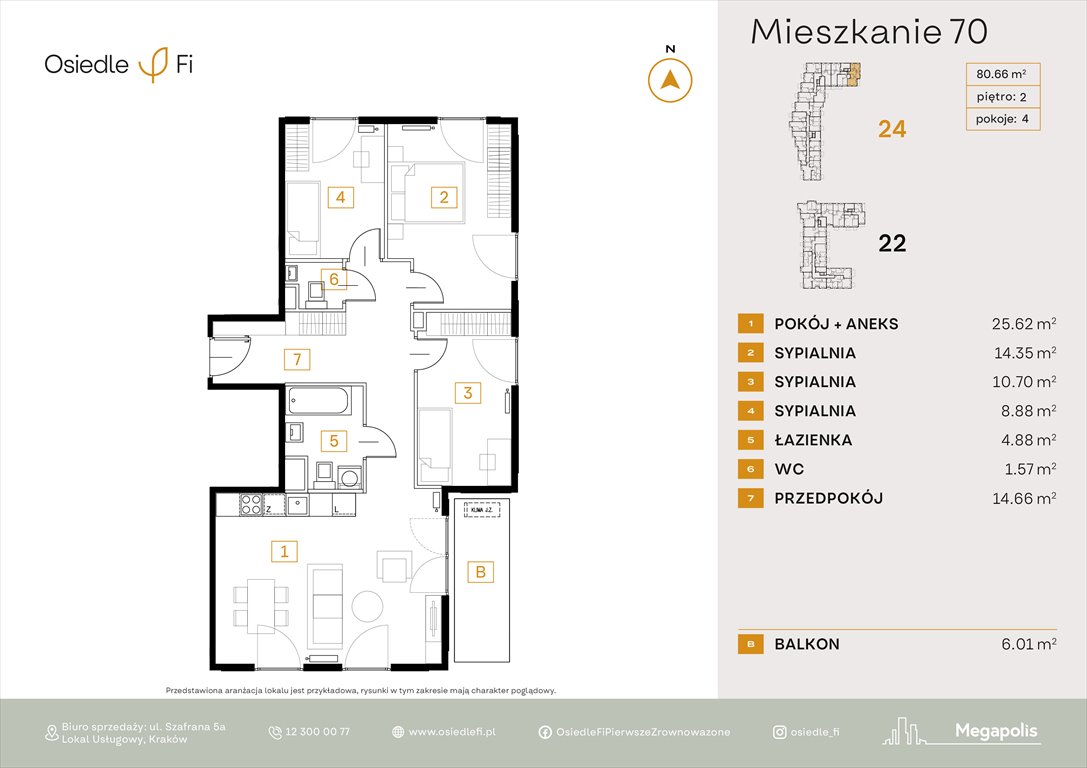 Nowe mieszkanie czteropokojowe  Osiedle FI 3 Kraków, Rzemieślnicza 22-24  81m2 Foto 1
