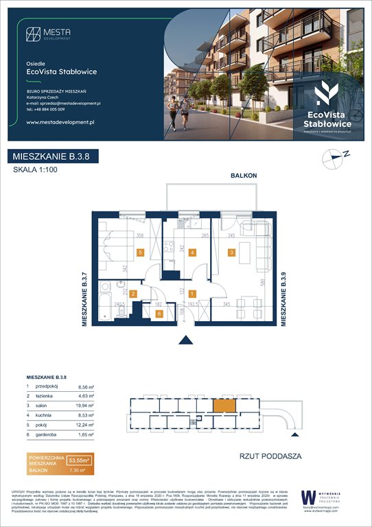 Nowe mieszkanie dwupokojowe Eco Vista Stabłowice Wrocław, Fabryczna, Łomnicka 8  54m2 Foto 1