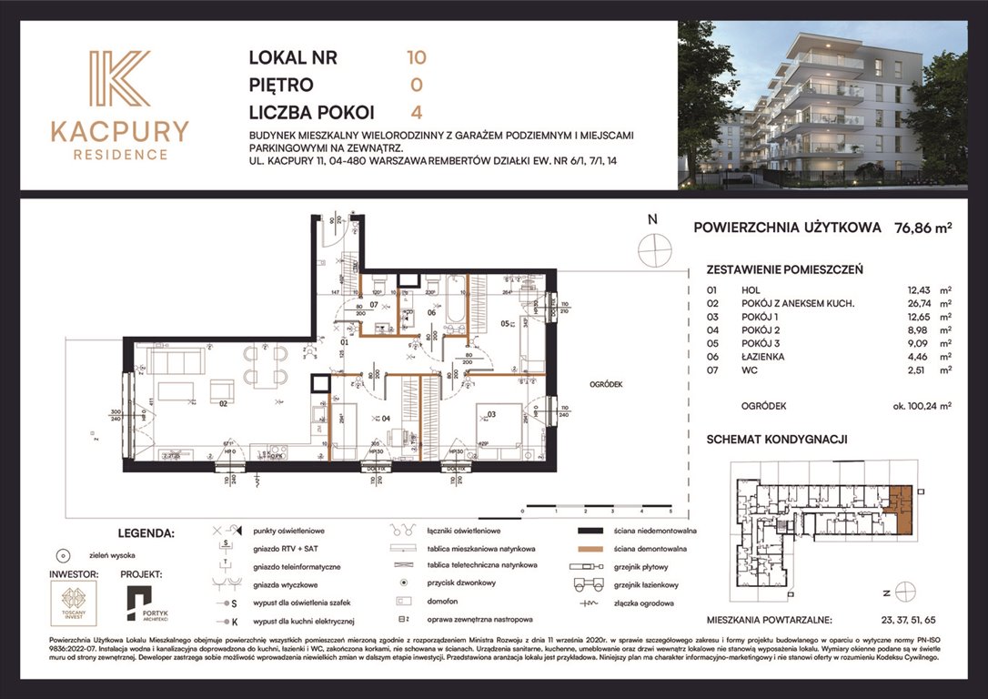 Nowe mieszkanie czteropokojowe  Kacpury Residence Warszawa, Rembetów, Kacpury 11  77m2 Foto 1